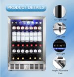 Antarctic Star Refrigerador de bebidas de 5.1 pies cúbicos, enfriador de vino para 166 latas, bajo ruido, puerta de vidr