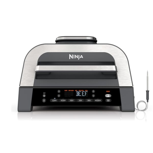 Parrilla de interior Ninja DG551 Foodi Smart XL 6 en 1 con freír al aire, asar, hornear, rostizar y deshidratar, termóme