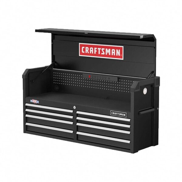 CRAFTSMAN S2000 - Cofre de almacenamiento de herramientas de 52 pulgadas con 8 cajones con luz y divisor, negro (CMST352