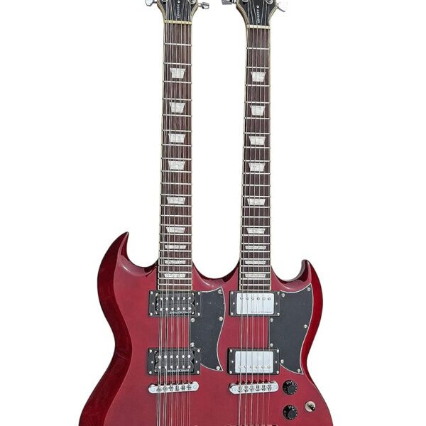 IYV IDN-126 Guitarra de cuerpo sólido de doble cuello, rojo trans