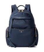 Mochila Michael Kors Prescott Grande Azul Marino Nailon Ribete de Cuero 20 Litros