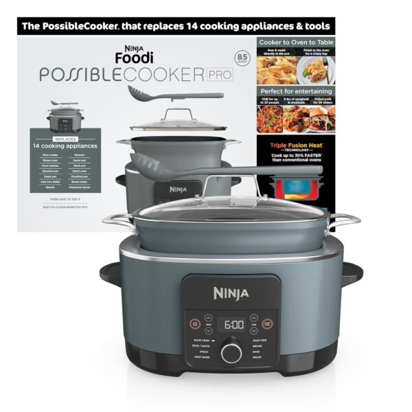 Ninja MC1001 Foodi PossibleCooker PRO - Cocina múltiple de 8.5 cuartos de galón, con olla de cocción lenta 8 en 1, horno