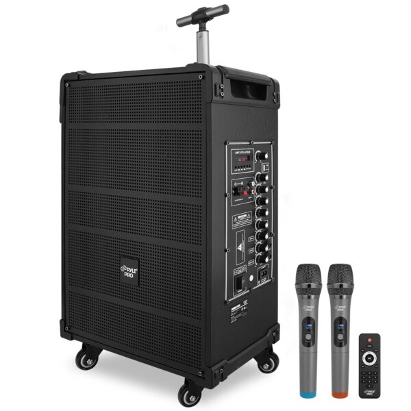 Pyle PWMA1299A - Sistema de altavoces portátil inalámbrico Bluetooth de 12'' - Batería recargable integrada, micrófono i