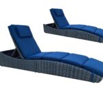 Tumbona Plegable BTExpert 5214-2 Mimbre Azul con Respaldo Ajustable Paquete de 2 Piezas