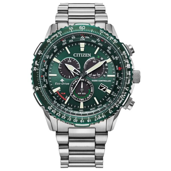 Reloj Citizen Eco-Drive Promaster Air CB5004-59W Cronógrafo Esfera Verde Acero Inoxidable Cristal de Zafiro 46 Milímetro