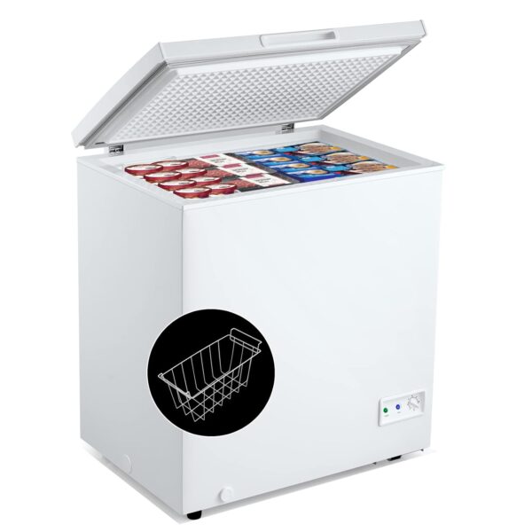 PETSITE Congelador de pecho de 5 pies cúbicos, congelador profundo compacto con temperatura ajustable de 7 grados, cesta