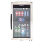 Magic Cool Enfriador de bebidas con puerta de vidrio para 108 latas, mini refrigerador con cerradura para cerveza, soda,