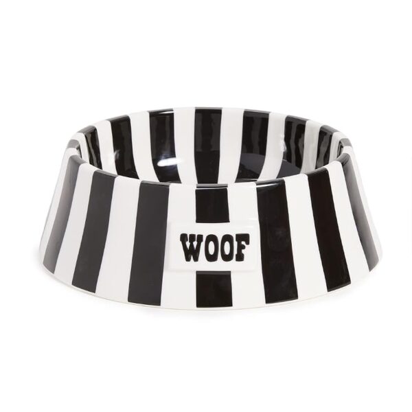 Cuenco para Mascotas Jonathan Adler Vice Pet Bowl Woof Modelo 32847 Porcelana Negro Blanco 30 onzas