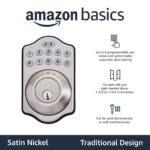 Amazon Basics - Cerradura electrónica con teclado y cerrojo de puerta sin llave con entrada sin llave de control táctil,