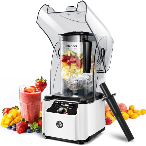 WantJoin Licuadora silenciosa - Batidora de cocina con insonorización, motor de cobre de 2.5 HP, tarro de 80 onzas, licu