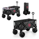 PICNIC TIME NCAA Adventure Wagon Elite - Carro de playa plegable todo terreno con ruedas grandes, tapa superior de mesa