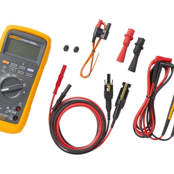 Multímetro Digital Fluke 87V MAX True-RMS con Kit de Cables de Prueba Solar MC4 CAT III 1000V CAT IV 600V IP67