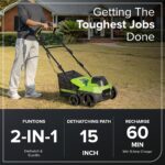 Escarificador Aireador Greenworks 40V DHF410 38.1 cm 15 pulgadas con batería 5.0Ah y cargador rápido