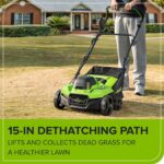 Escarificador Aireador Greenworks 40V DHF410 38.1 cm 15 pulgadas con batería 5.0Ah y cargador rápido