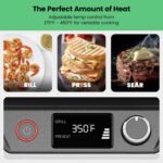 Chefman Prensa de panini digital 5 en 1 y parrilla para sándwiches y plancha para parrilla con placas de asado reversibl