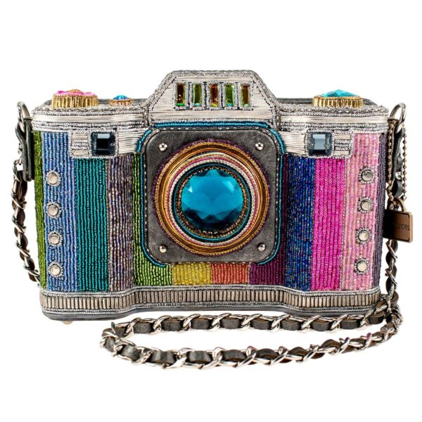 Bolso Cruzado Mary Frances Life in Color BAG 22-568 con Cuentas Diseño de Cámara Cierre Magnético Multicolor 7.75 x 2.50