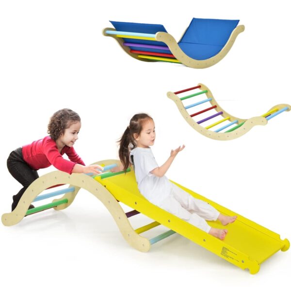 Escalador Montessori 3 en 1 Costzon GO-FWAM-04364 Madera de Abedul y Haya con Rampa y Escalera 45.5x19.5x15.5 Pulgadas C