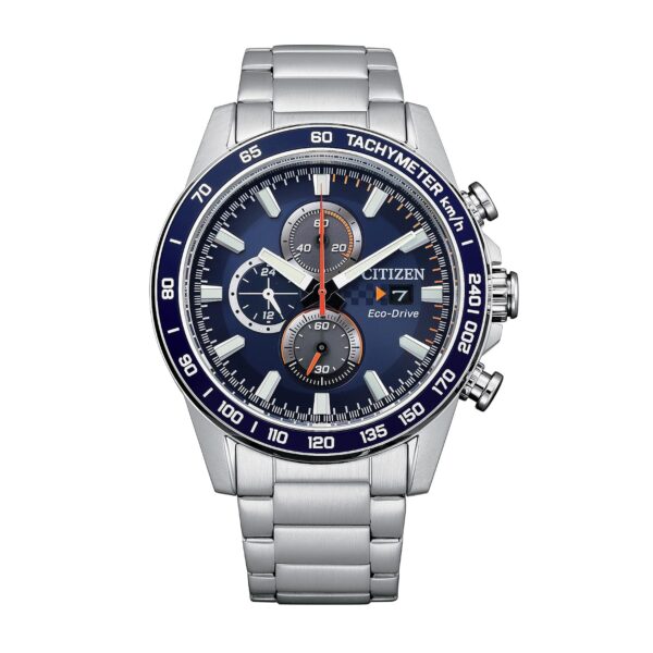 Reloj Citizen Brycen Eco-Drive CA0781-50L Hombre Cronógrafo Acero Inoxidable Esfera Azul 44 milímetros