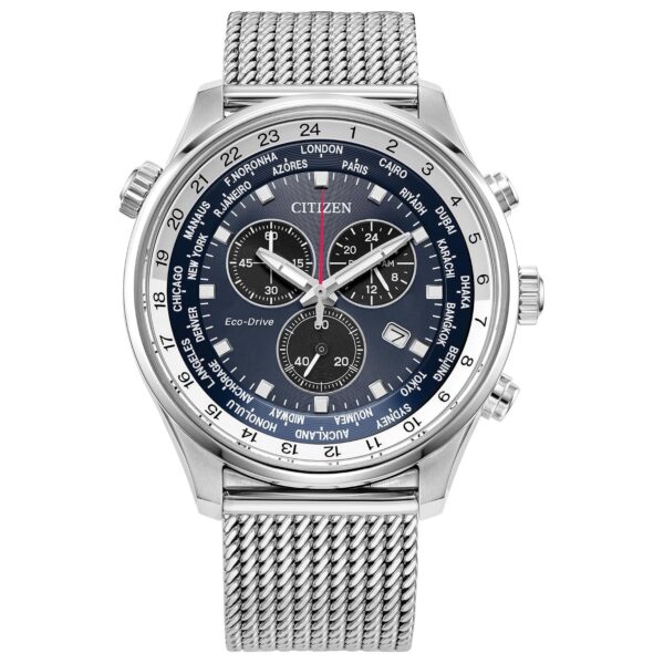 Reloj Citizen Eco-Drive Weekender AT0368-82L Cronógrafo Esfera Azul Acero Inoxidable 43 Milímetros Resistente al Agua 10
