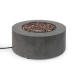 Fogata Circular Christopher Knight Home 317520 40000 BTU Hierro Acabado de Hormigón 32 x 32 x 13.5 pulgadas