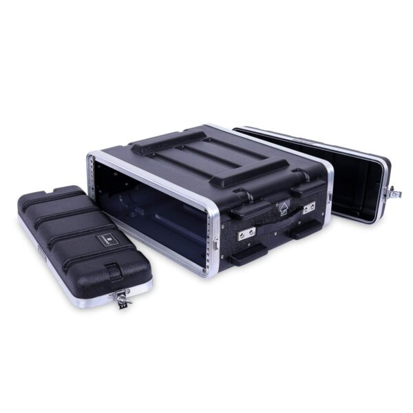 Crossrock Caja apilable de rack de 3U, profundidad estándar de 19.25”, construcción de carcasa dura de polietileno con h