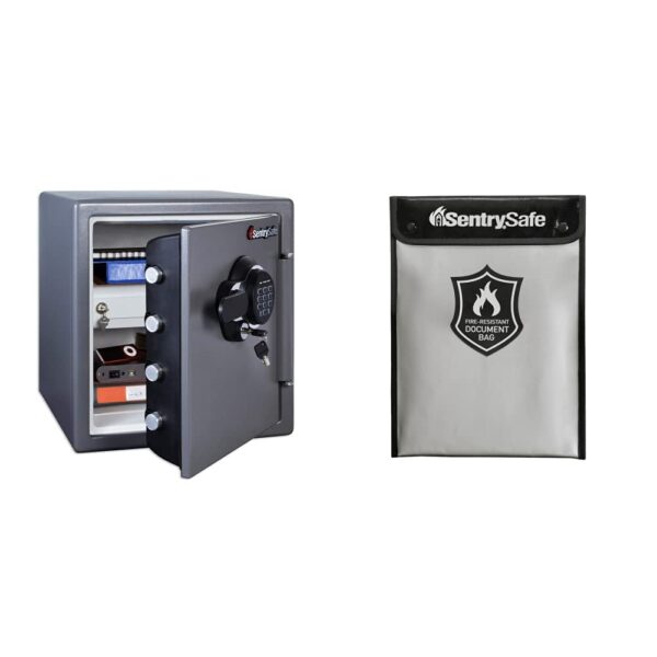 SentrySafe Caja fuerte resistente al fuego e impermeable + SentrySafe Bolsa de documentos resistente al fuego y al agua