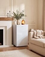 Upstreman Mini refrigerador de 3.2 pies cúbicos con congelador, mini refrigerador de una sola puerta, refrigerador para