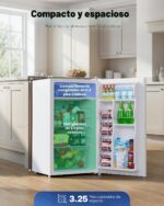 Upstreman Mini refrigerador de 3.2 pies cúbicos con congelador, mini refrigerador de una sola puerta, refrigerador para