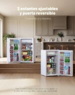 Upstreman Mini refrigerador de 3.2 pies cúbicos con congelador, mini refrigerador de una sola puerta, refrigerador para