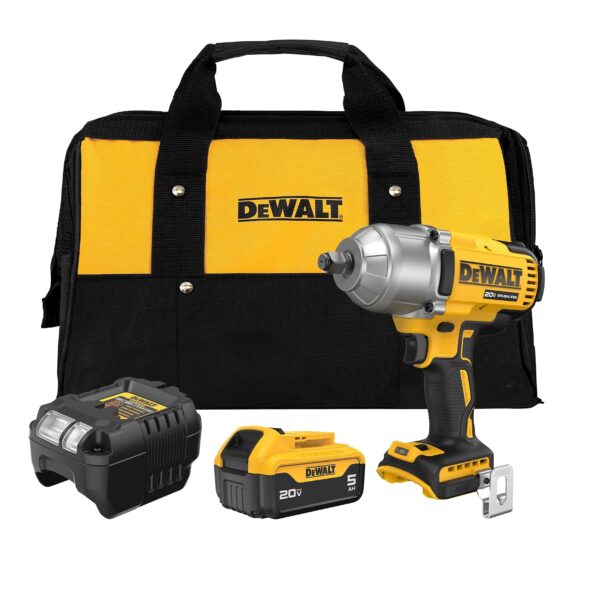 DEWALT Llave de impacto inalámbrica de 20 V MAX con yunque de anillo de cerdo, pistola de impacto de alto par 1/2 sin es