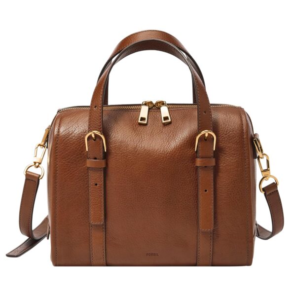Bolsa Satchel Fossil Carlie Cuero LiteHide Marrón Correa Crossbody Ajustable ZB1772200