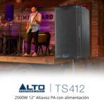 ALTO TS412 - Altavoz PA de 2500 W de 12" con mezclador de 3 canales, transmisión Bluetooth, vinculación inalámbrica de a