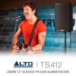 ALTO TS412 - Altavoz PA de 2500 W de 12" con mezclador de 3 canales, transmisión Bluetooth, vinculación inalámbrica de a