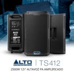 ALTO TS412 - Altavoz PA de 2500 W de 12" con mezclador de 3 canales, transmisión Bluetooth, vinculación inalámbrica de a