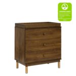 Cómoda Cambiadora Babyletto Gelato M12923NLGLD 3 Cajones Nogal Natural y Oro Cepillado Certificado Greenguard Gold