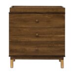 Cómoda Cambiadora Babyletto Gelato M12923NLGLD 3 Cajones Nogal Natural y Oro Cepillado Certificado Greenguard Gold