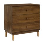 Cómoda Cambiadora Babyletto Gelato M12923NLGLD 3 Cajones Nogal Natural y Oro Cepillado Certificado Greenguard Gold