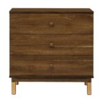 Cómoda Cambiadora Babyletto Gelato M12923NLGLD 3 Cajones Nogal Natural y Oro Cepillado Certificado Greenguard Gold