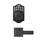 Amazon Basics Conjunto de cerraduras electrónicas tradicionales con teclado, cerradura de puerta sin llave con cerrojo y