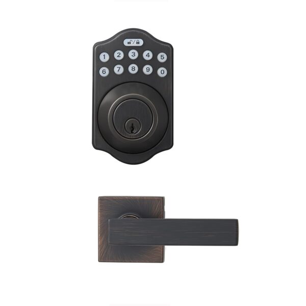 Amazon Basics Conjunto de cerraduras electrónicas tradicionales con teclado, cerradura de puerta sin llave con cerrojo y