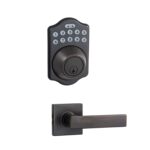 Amazon Basics Conjunto de cerraduras electrónicas tradicionales con teclado, cerradura de puerta sin llave con cerrojo y