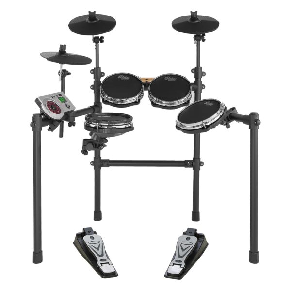 Pyle Kit de batería eléctrica, juego de batería electrónica, portátil y compacto, almohadillas sensibles al tacto, sopor