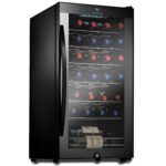 Nutrichef Refrigerador de vino de 28 botellas | Enfriador de vino rojo y blanco de una sola zona | Temperatura ajustable