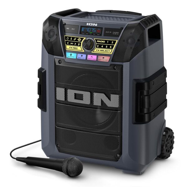 Bocina Portátil Bluetooth ION Audio Block Rocker XL 220W 5 Altavoces Resistente al Agua IPX5 con Micrófono de Karaoke Ra