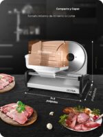 Rebanadora eléctrica de carne de 200 W con 2 cuchillas extraíbles de acero inoxidable de 7.5 pulgadas, grosor ajustable