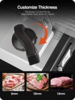 Rebanadora eléctrica de carne de 200 W con 2 cuchillas extraíbles de acero inoxidable de 7.5 pulgadas, grosor ajustable
