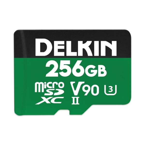 Tarjeta MicroSD Delkin Devices Power DDMSDG2000256 256GB UHS-II V90 300 MB/s Lectura 250 MB/s Escritura Verde