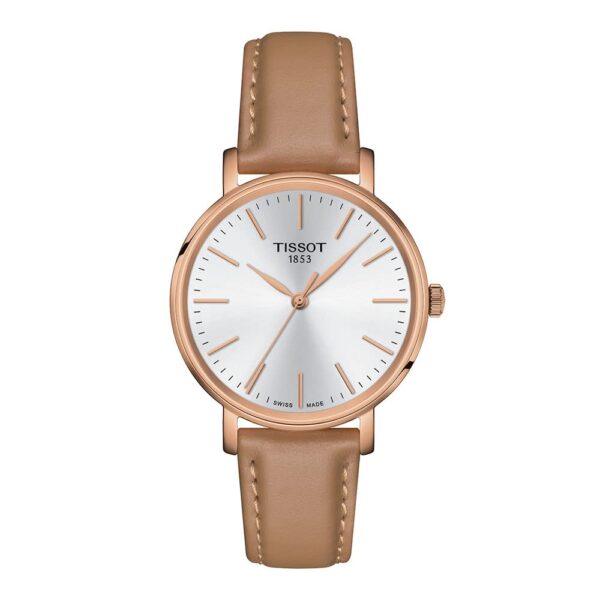 Reloj Tissot Everytime Lady T1432103601100 Caja de Acero Inoxidable 316L con Revestimiento PVD de Oro Rosa Correa de Cue