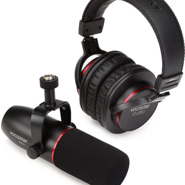 Focusrite Kit de transmisión de Vocaster, micrófono dinámico de calidad de transmisión y auriculares cerrados para podca