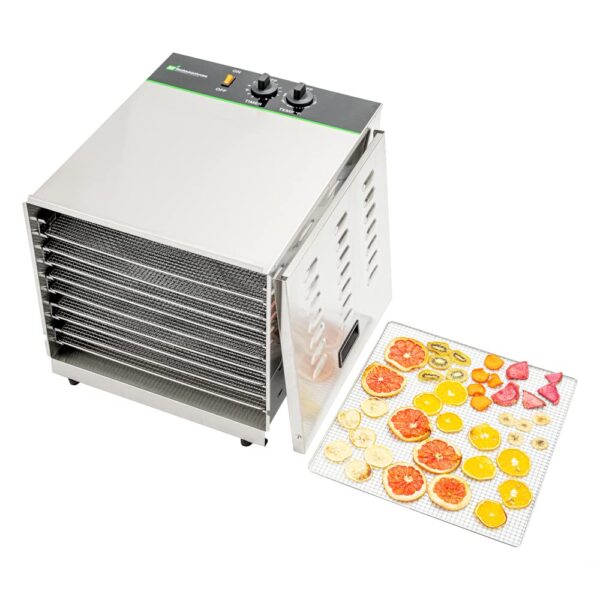Restaurantware Hi Tek - Deshidratador de alimentos con 1 secadora de alimentos, 120 V/1000 W, 10 estantes, deshidratador